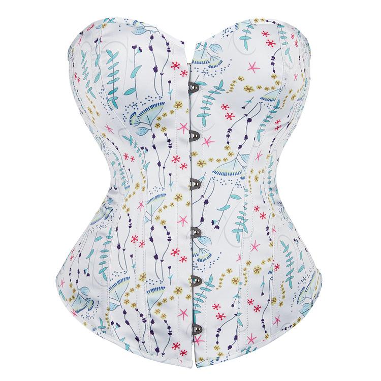 European and American court shapewear printed white JYL TS corset