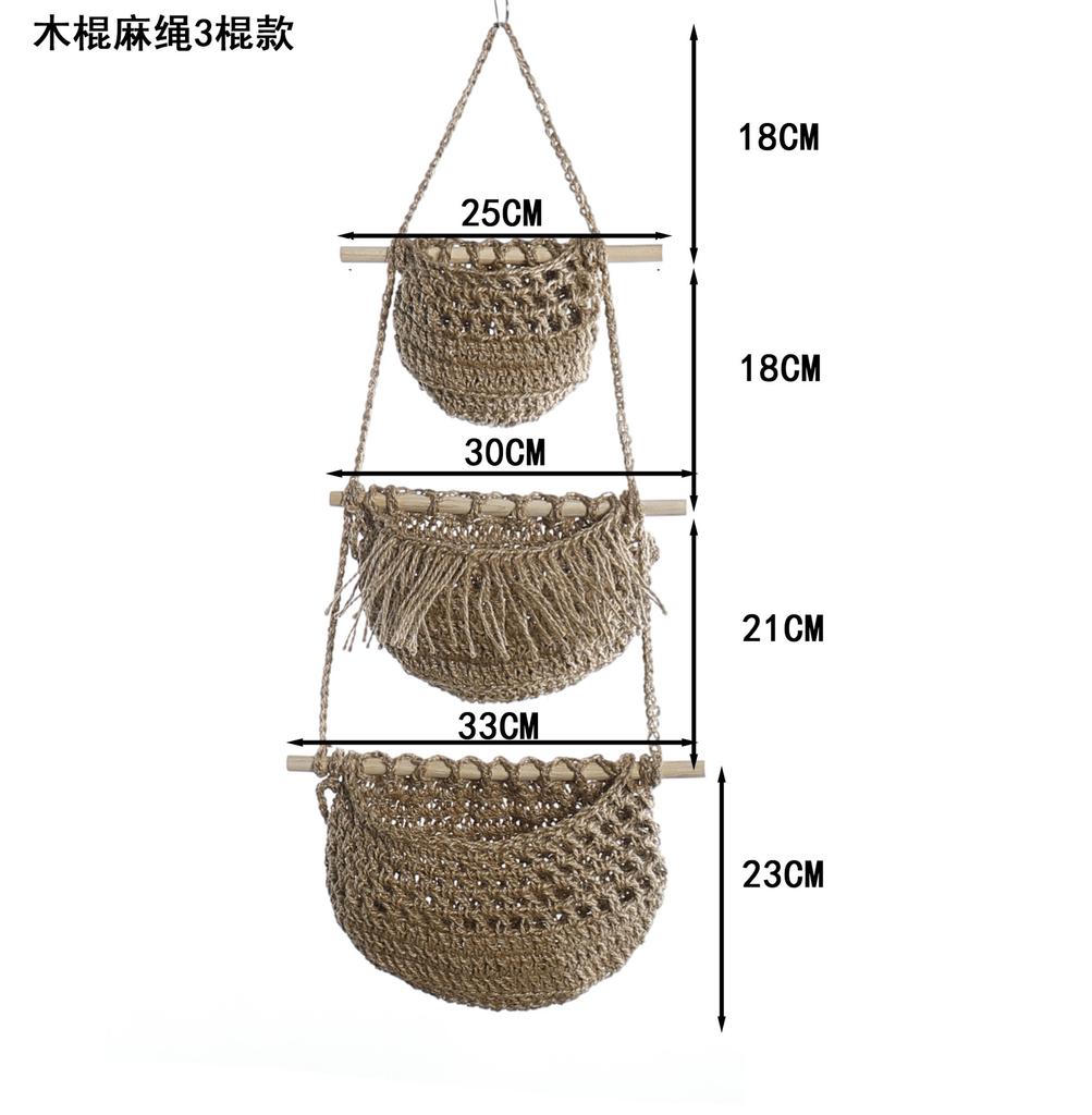 3-слойные настенные держатели для хранения на дверь и полки, хлопковая веревка, настенная корзина, сумка для хранения всякой всячины