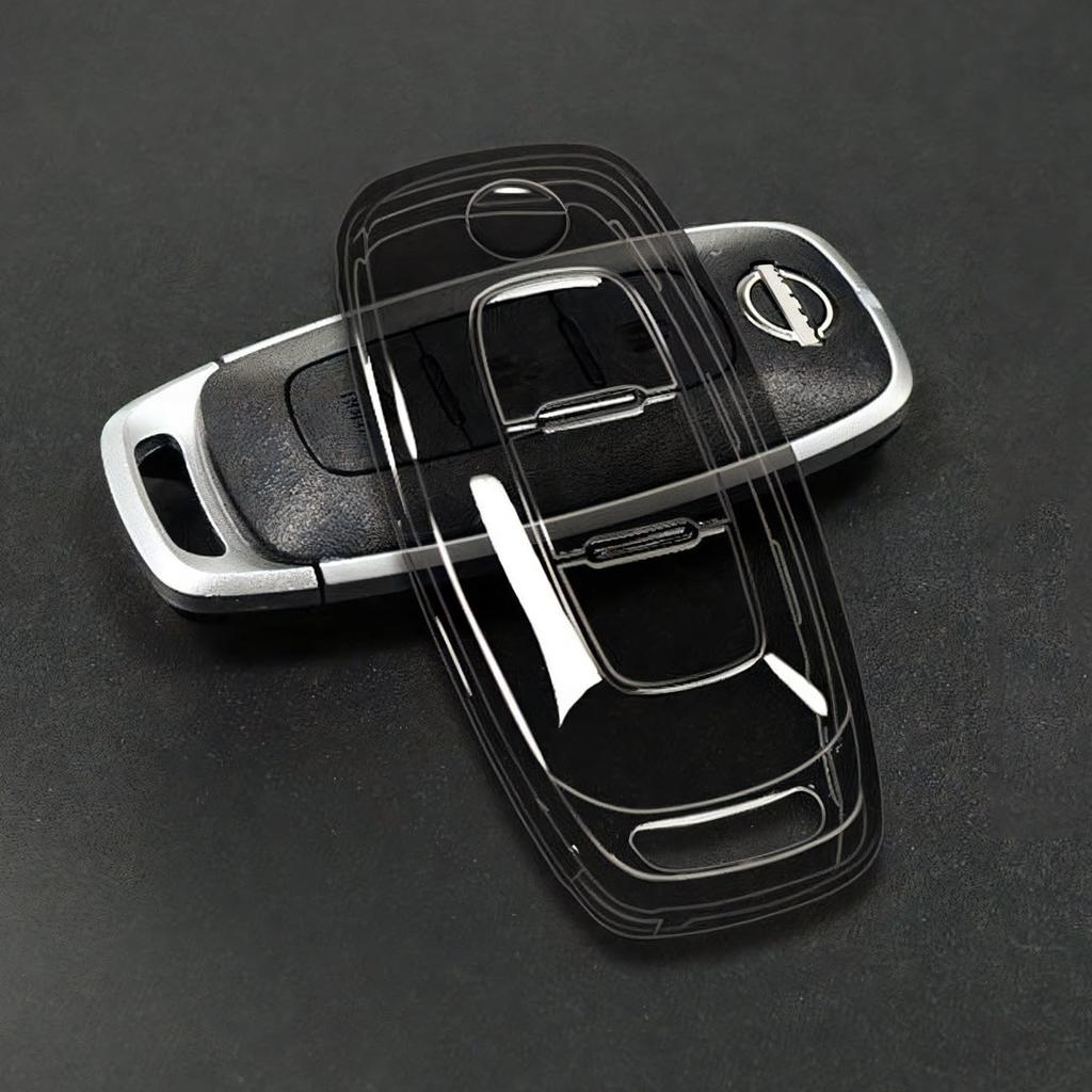 SKYBELL Key Case, Nissan Key Cover, Transparent, Compatible with Nissan, Sakura, Aria, Serena, X-Trail, Intelligent Key, Smart Key, black (smoke)