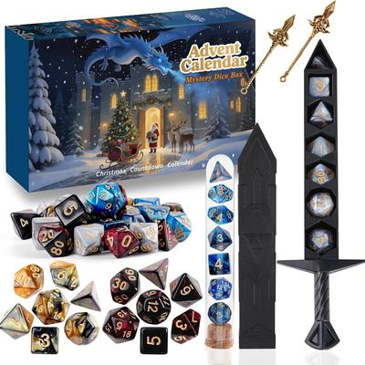 Рождественский Адвент-календарь 2025 Таинственный набор кубиков DND Адвент-календарь на 24 дня для ролевой настольной игры Dungeons and Dragons RPG MTG