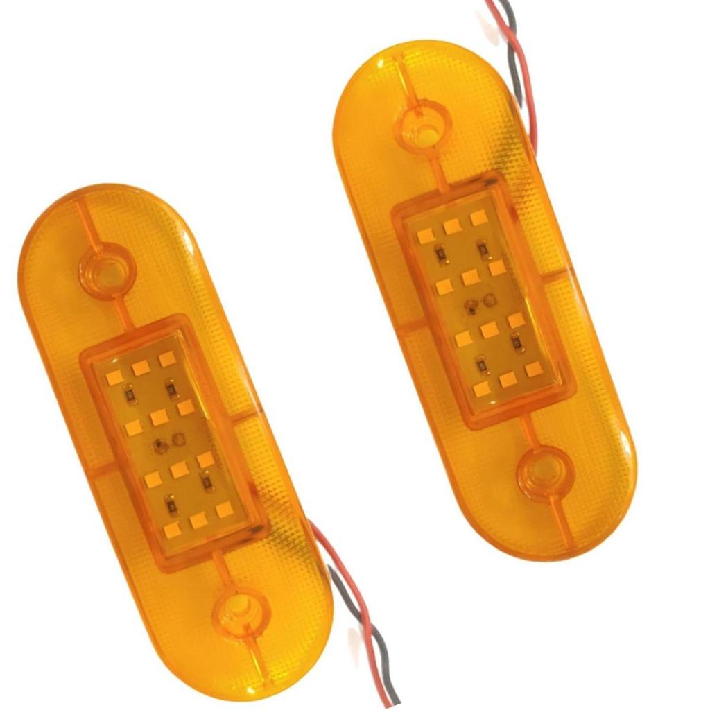 8PCS Amber LED Rear Side Marker Clearance Lights 12V for Truck Trailer RV Bus Boat | Waterproof Flat Base