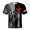 Summer Round Neck 3D Knights Templar Print Top Fashionable Casual Short Sleeved Men's T-shirts