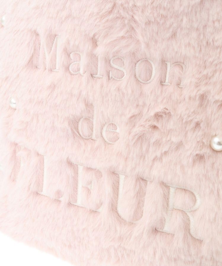 Maison de FLEUR Мемориальная сумка-тоут с ручкой-воротничком из искусственного меха и жемчугом, Розовый, 8A43F0J5100