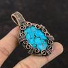 Тибетский бирюзовый кулон, кулон, обмотанный медной проволокой, кулон ручной работы, драгоценный камень, медная проволока, ювелирное изделие, подарок для нее, украшения из тибетской бирюзы