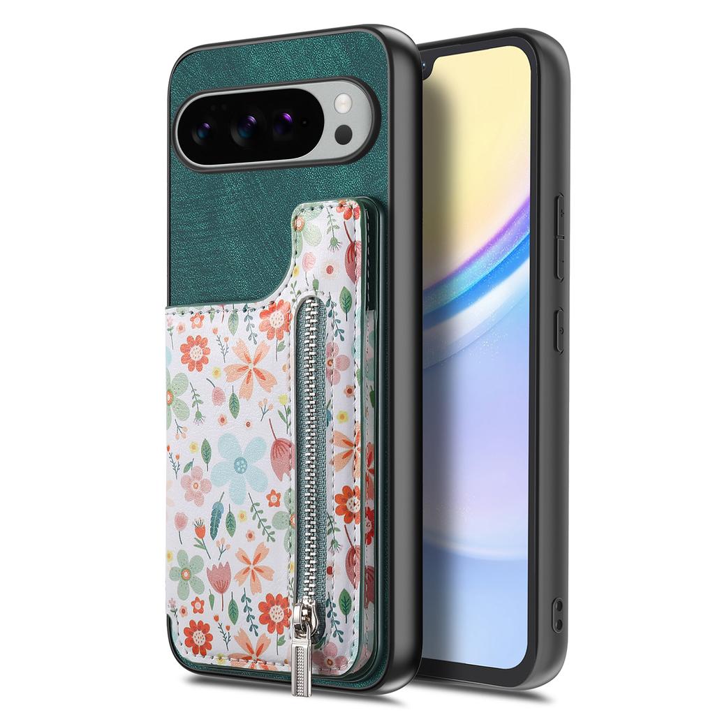 Для Google Pixel 10 Pro XL Кожаный чехол для телефона с RFID-блокировкой, кошелек на молнии, подставка