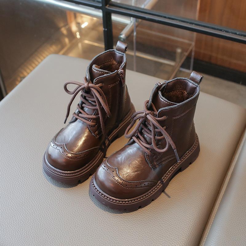 Детская обувь Ботинки для девочки Зимние Ботинки из хлопка для малышей Тренд Классические Детская мода Ботильоны Повседневные Толстая подошва Универсальные