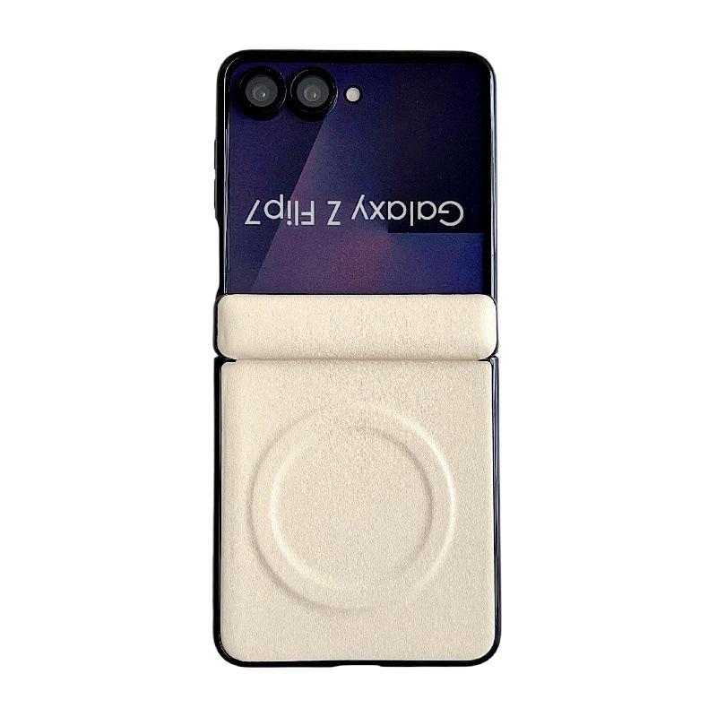 Однотонный чехол-бампер из кожи с текстурой Morandi для Samsung Z Flip7, ударопрочный, складной, из твердого ПК