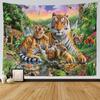 Forest Tiger Pattern Wildlife Theme Tapestry Living Room Bedroom Decor Backdrop Wall Hanging Art Decoration