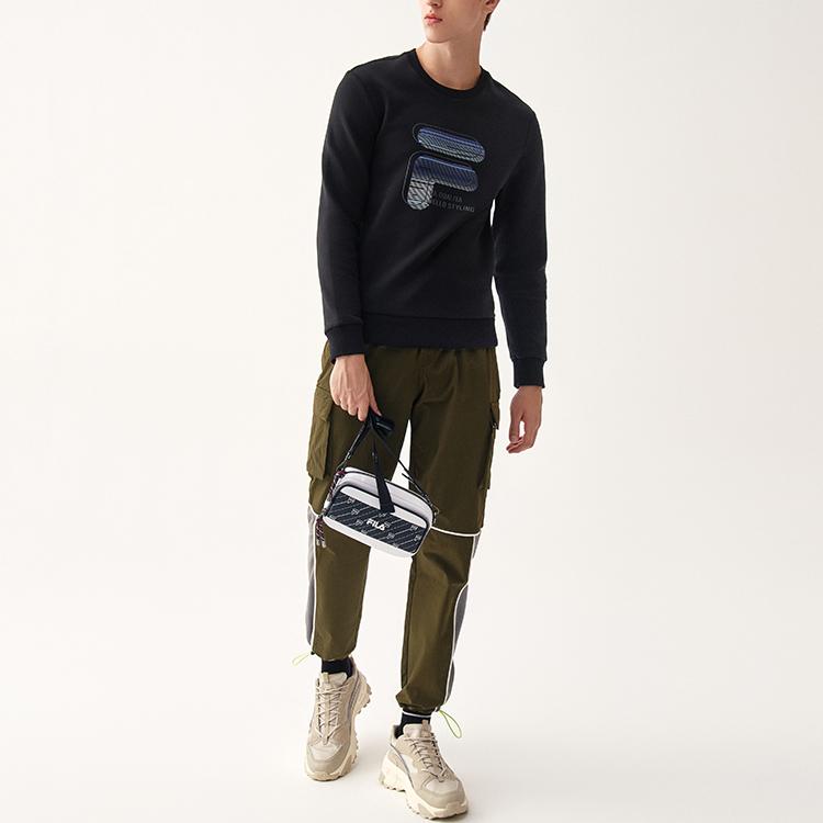 Fila Мужской свитшот с круглым вырезом и логотипом SS22, черный F51M148236FBK