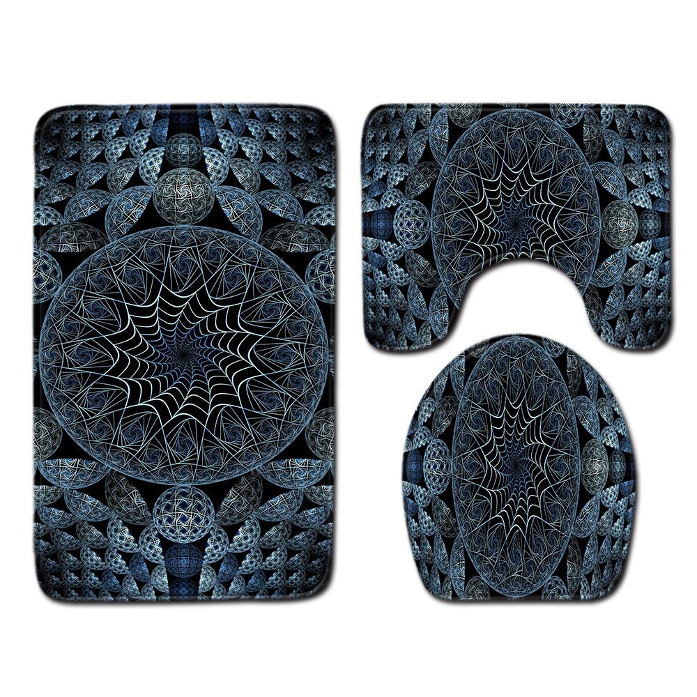 Cool Pattern Bathroom Floor Mat Toilet Three-Piece Set