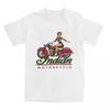 Vintage Pinup Girl On Red Motorcycle T-Shirt Man I-Indians Motorcycles Y2K Pure Cotton T Shirts Beach O-Neck Harajuku Tees Gift