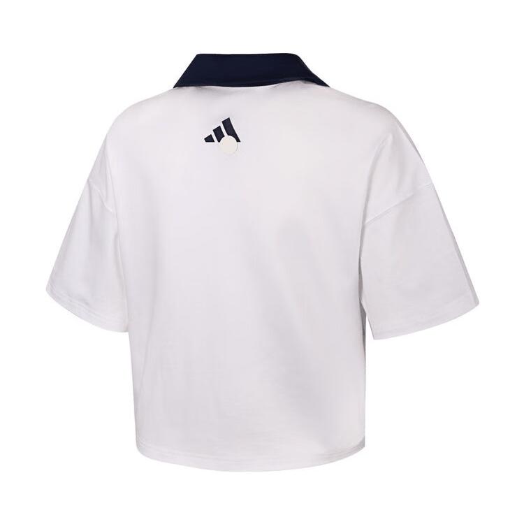 Adidas Ver Logo Comfortable Short Sleeve Polo Shirt Women Tops White JM8789