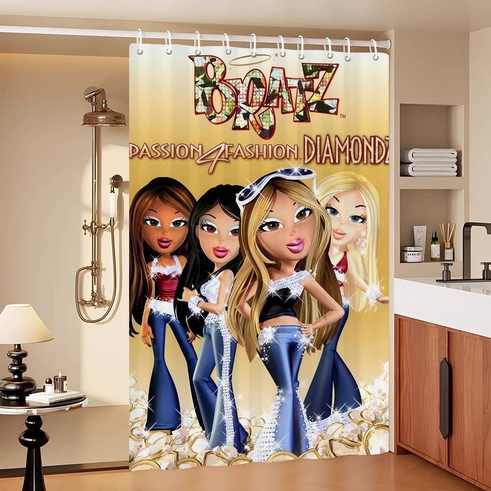 Кукла Братц Классическая Занавеска для Душа, Декоративная Занавеска для Душа для Ванной Комнаты, Водонепроницаемая Занавеска для Душа с Крючками
