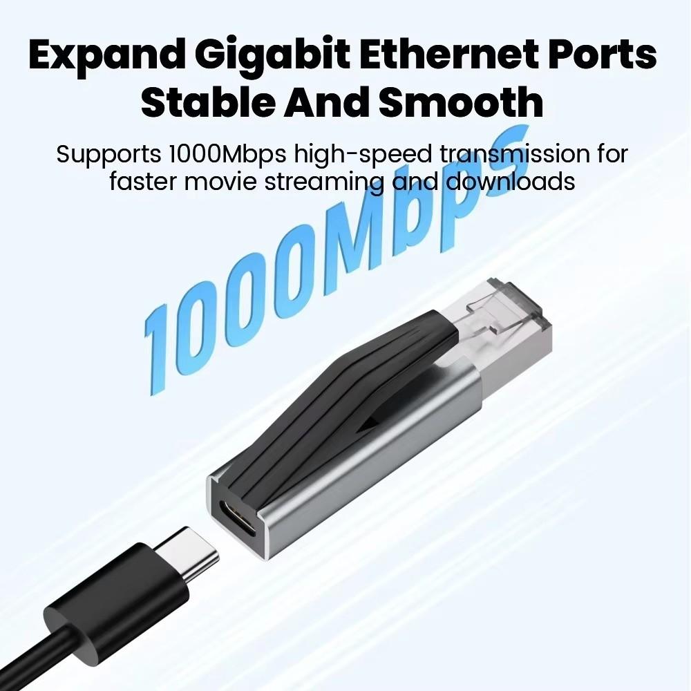 Type-C Female To RJ45 Male USB C To Ethernet Adapter 1000Mbps Gigabit Speed Gigabit Ethernet Adapter High Speed Transfer