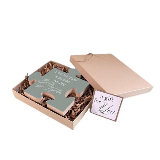Wood Art Puzzle Thoughtful Coworker Gift Letter Carving Puzzle Piece Thank You Gift for Colleagues Friends