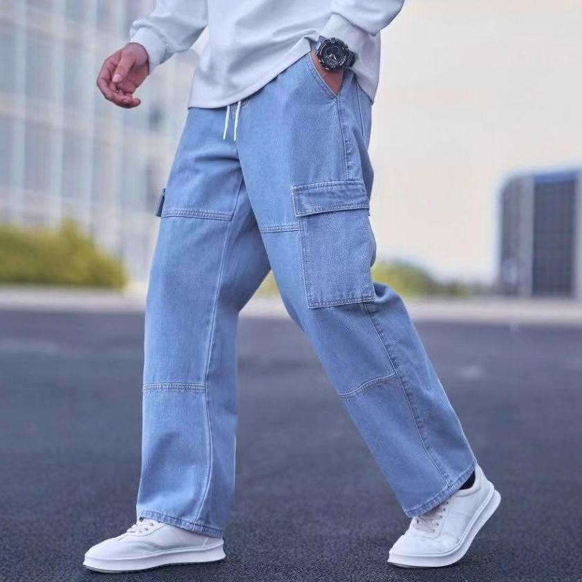 Men's Solid Side Pocket Straight Leg Jeans