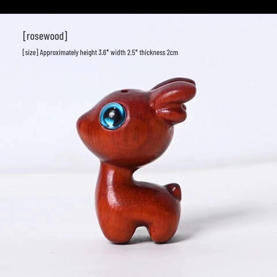 Green Sandalwood Hand-Carved Deer Figurine - Solid Wood Decor Piece