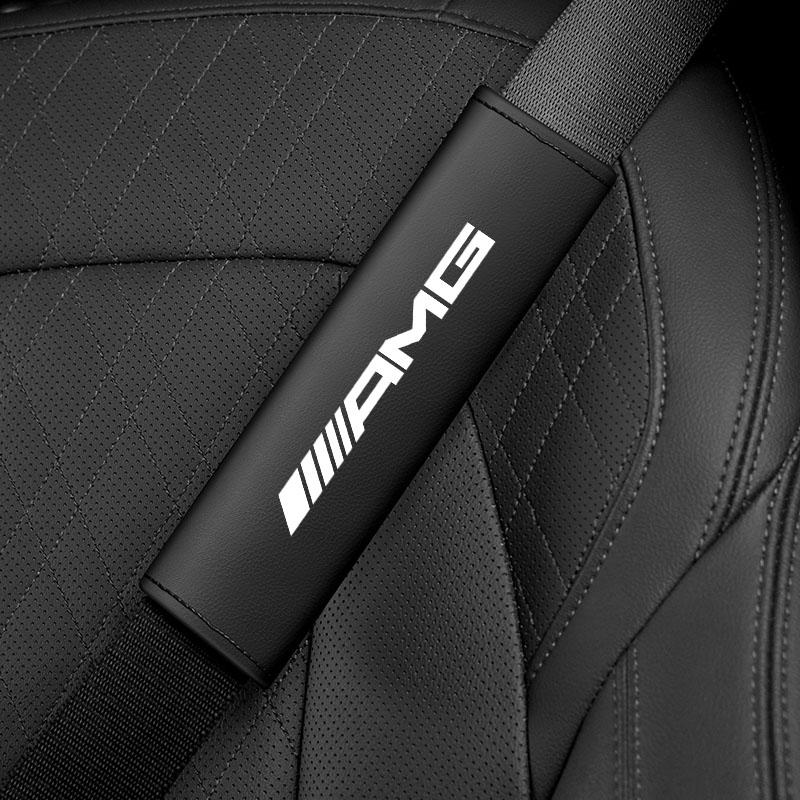 2PCS Car Seat Belt Leather Safety Belt Shoulder Covers For Mercedes Benz AMG W204 W205 W203 W211 W212 W213 W201 W210 W124 W126