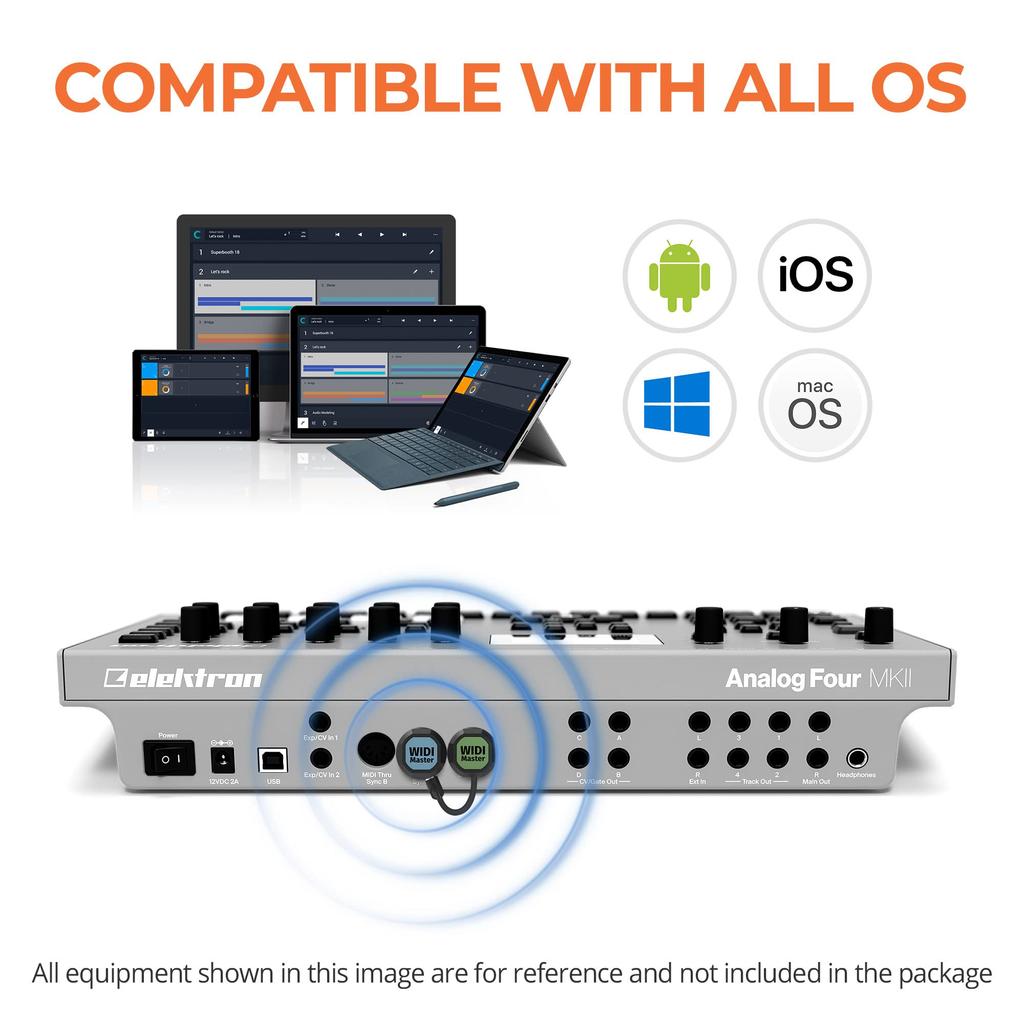 CME WIDI Wireless MIDI Latency Bluetooth MIDI DIN 5 Adapter with MIDI Thru and Merge Synthesizer EWI Keytar Guitar Pedal Digital Piano Keyboard To iOS