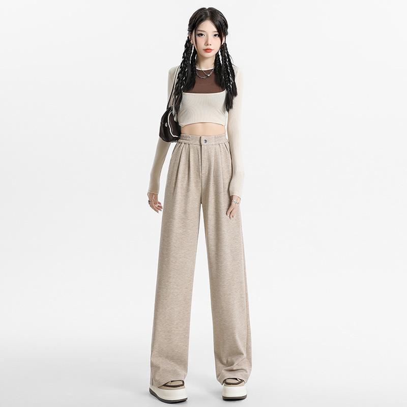 Wide-leg Pants for Women Spring High Waist Wide-leg Casual Pants for Women Spring Straight Pants for Women Spring Cashmere Knitted Pants