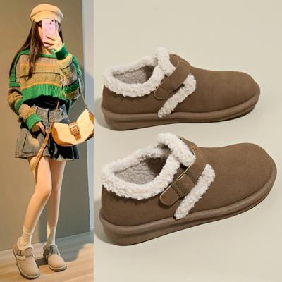 Мода 2024 года, новые зимние женские плюшевые теплые модные ретро женские туфли на плоской подошве из хлопка женские зимние ботинки