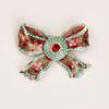 Elegant Vintage Red Bow Brooch, Rhinestone and Enamel, Exquisite Fashion Collar Pin for Coat Decoration