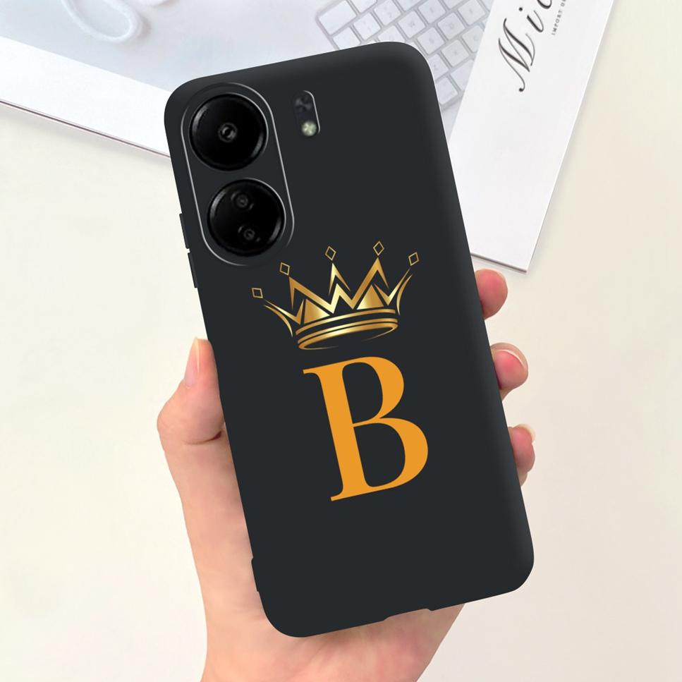 Новый чехол для Redmi 13C 4G, модный дизайн, буква, цветок, роскошная корона, мягкая силиконовая задняя крышка, для телефона Xiaomi Redmi13C 13 C