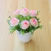 A Pot Artificial Plant Bonsai Beautiful Simulation Plastic Artificial Rose Decor for Living Room