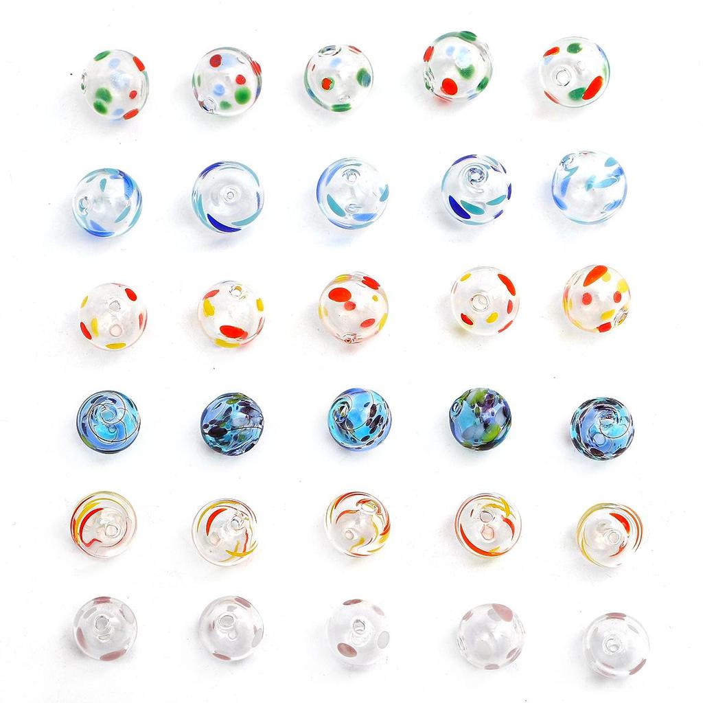 14mm 1pc Hand-Painted Hollow Drop Oil Glass Beads for Necklace Bracelet Earring DIY Jewelry Making