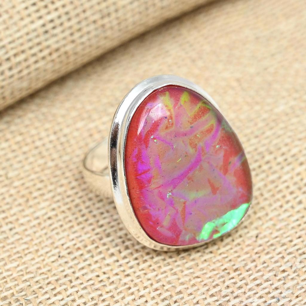 Оранжевый австралийский тройной опал, драгоценный камень, стерлинговое серебро 925 пробы, дизайнерское ювелирное кольцо ручной работы