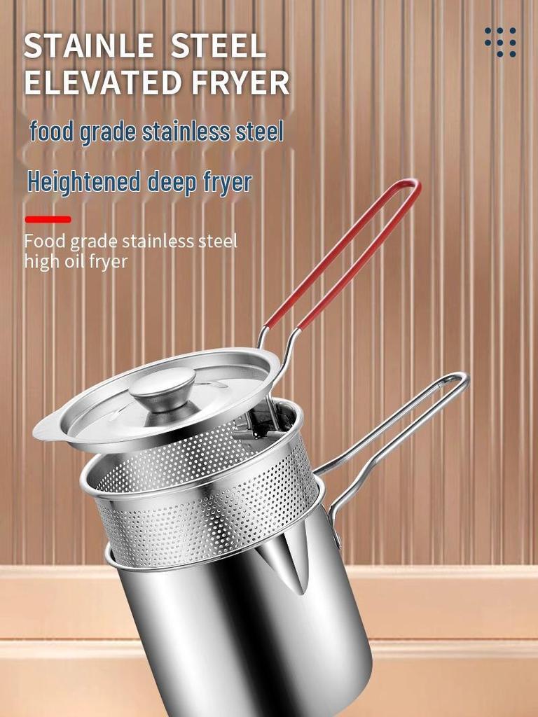 Mini Stainless Steel Non-Coated Frying Pan with Filter for Induction Cookers