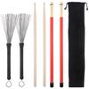 4pcs Jazz Drumsticks Set 5A Maple Drum Sticks Bamboo Steel Wire Brushes and Velvet Bag Included