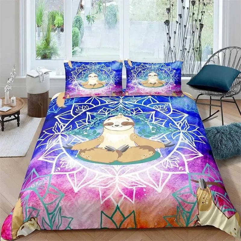 Пододеяльник Bohemian Chakra Meditation Relax Theme Yoga Комплект постельного белья Exotic Mandala Lotus Покрывало для одеяла Full King Спальня Декор