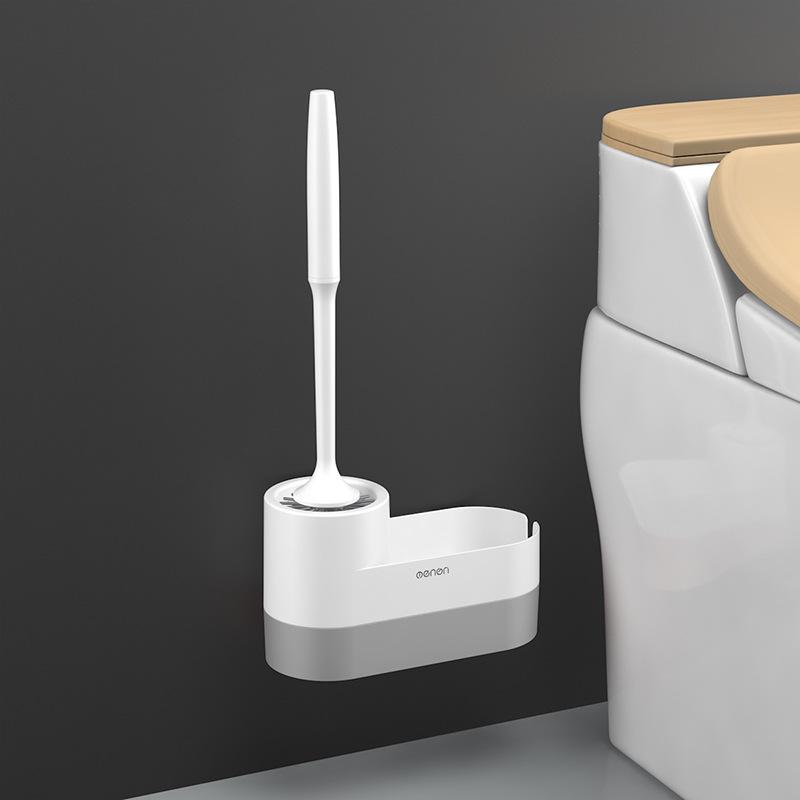 Wall-Mounted Soft Bristle Toilet Brush with Long Handle for Dead Corner Cleaning