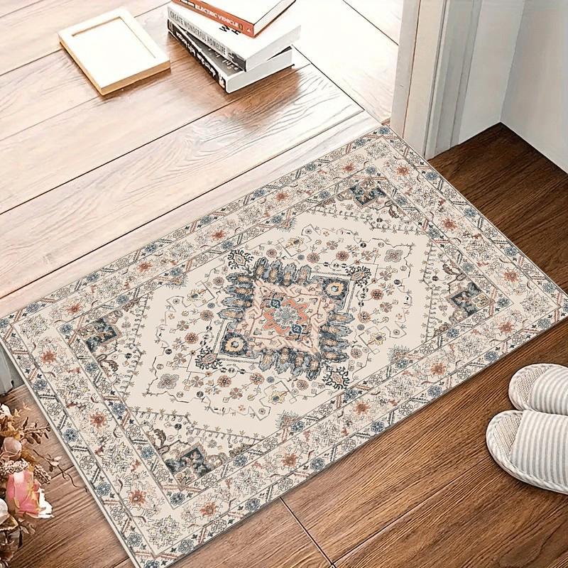 Entryway Rug Vintage Persian Medallion Print Non Slip Carpet Washable for Bathroom Kitchen Hallway Home Decor