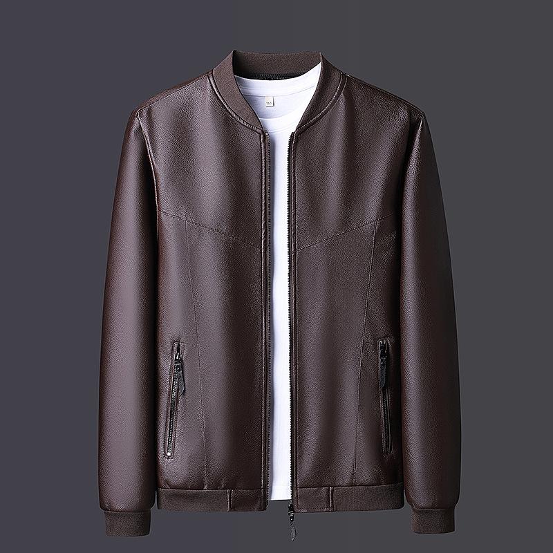 Осенняя кожаная куртка больших размеров, мужская тонкая кожаная куртка на молнии, мужская кожаная одежда, повседневное пальто