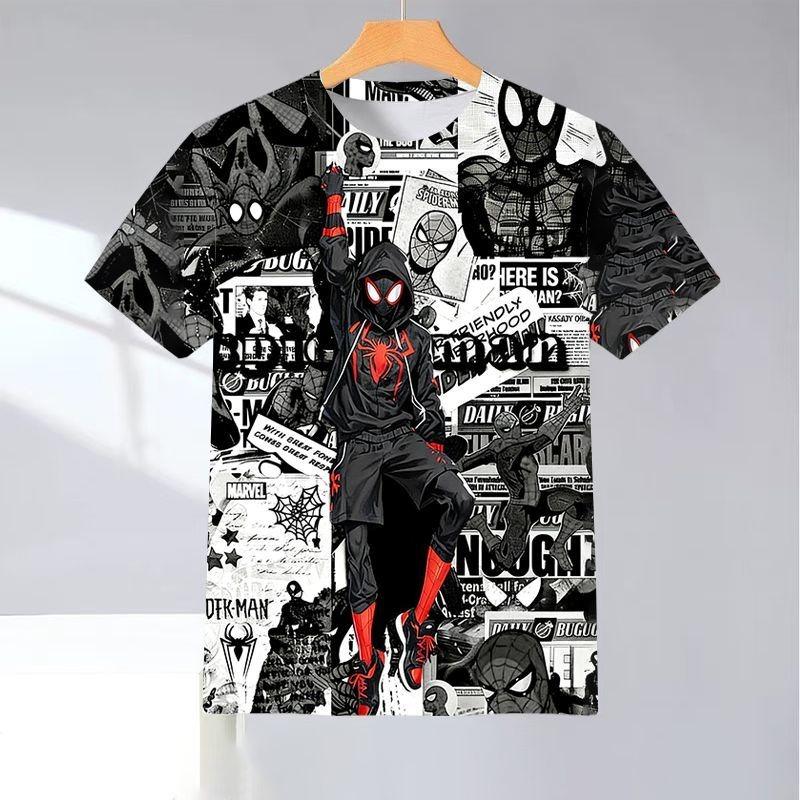 Marvel superhero pattern men's round neck summer Deadpool T-shirt breathable and casual suitable for daily commuting