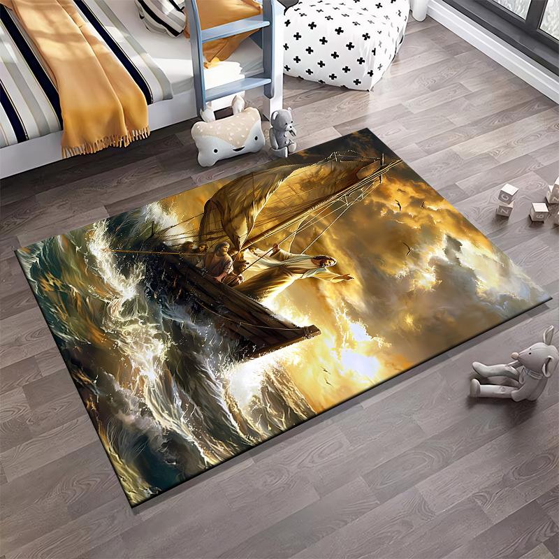 Calm Seas Masterpiece Rug Design Non-slip rug suitable for living room and bedroom sofas.