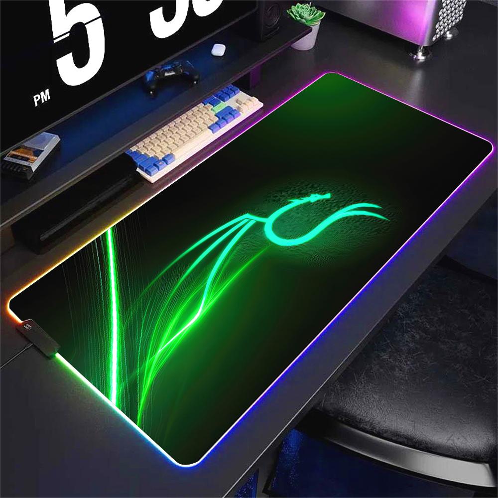 Deskmat Kali Linux Xxl Mouse Pad Gamer Rgb Pc Cabinet Gaming Accessories Keyboard Mousepad Anime Carpet Mats Large Computer Mat