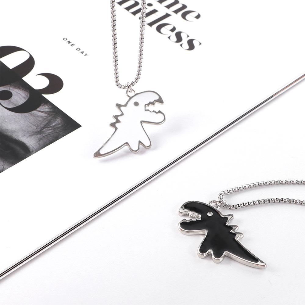 Черная подвеска-динозавр, металлические цепочки, ожерелье с динозавром, корейский стиль, парные ожерелья, цепочки для ключиц