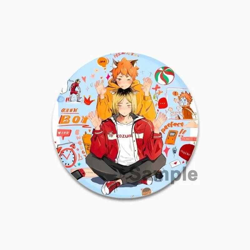 32/44/58 мм значок волейбола в стиле аниме, жесть ручной работы, круглая брошь, булавки для одежды, шляпа, рюкзак, аксессуары, ювелирные изделия