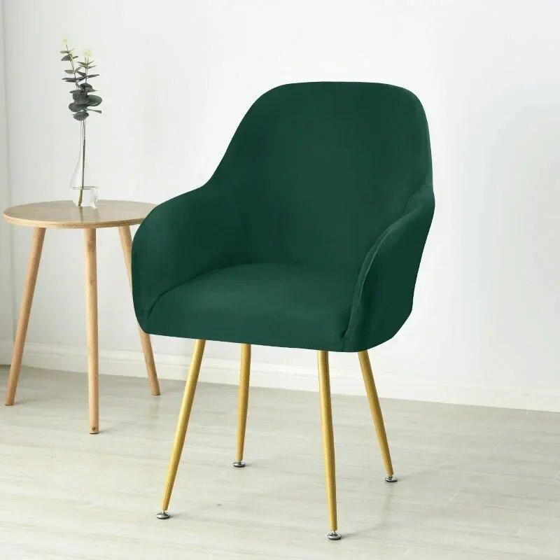 Мягкие бархатные чехлы на кресла для столовой, спандекс, чехол для стула с высокой спинкой, эластичная защита для сиденья для домашнего офиса, компьютера, отеля, 1 шт.