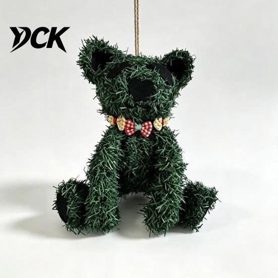 Indoor Outdoor Holiday Ornaments Halloween Decoration, Green Grass Zombie Bear Hanging Ornament for Party Eye Catching Favors Decor, Spooky