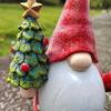 Santa Claus Statue Christmas Home Decoration Gnome Holding Christmas Tree Ornaments Garden Microlandscape Decor Resin Crafts