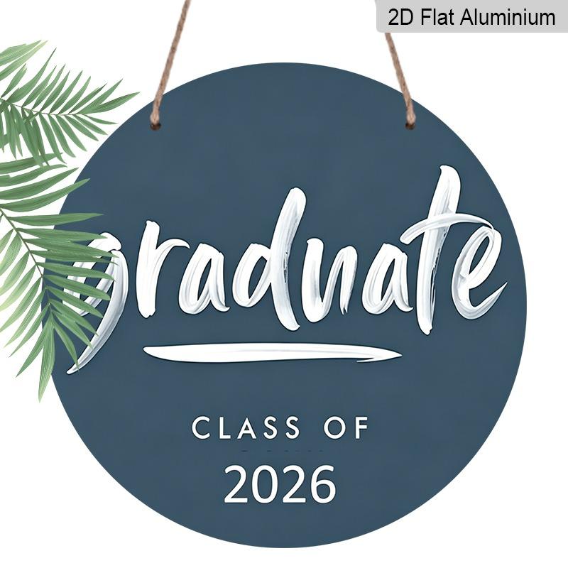 2D Flat Aluminum 2026 Graduation-themed Wall Hanging Souvenir Gift, Available in Multiple Sizes, with A Gray-blue Background and Brushstroke Font