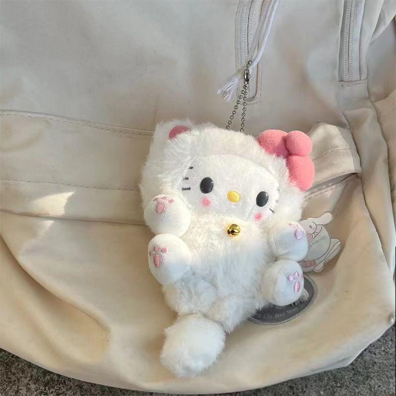 Плюшевая кукла-кошка Hello Kitty в форме сердца, подвеска-брелок для рюкзака, украшение