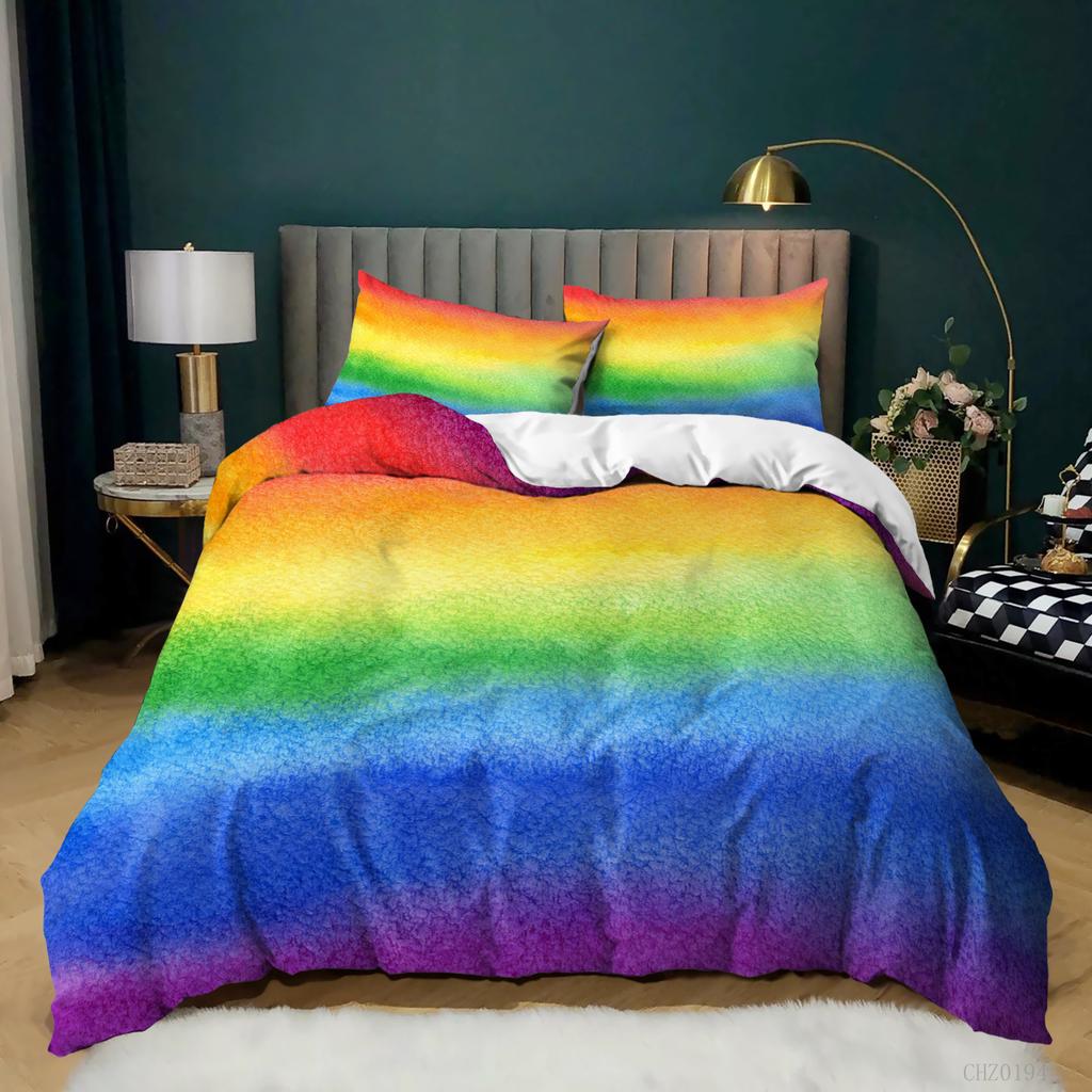 Home Textile Marble Texture Three-Piece Gradual Change Quilt Cover Digital Printing Bedding