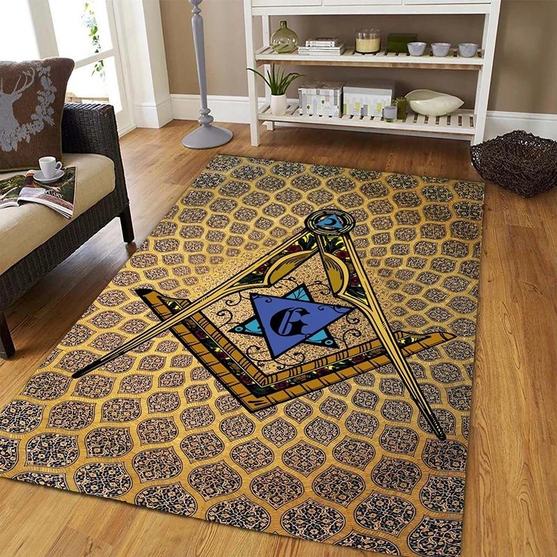 Freemasonry Carpet Masonic Rug Floor Mat Carpet Regtangle Living Room Carpet Bedroom Carpet Home Anti-Slip Carpet Door Mat