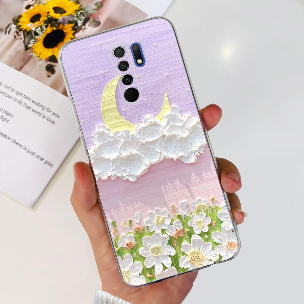 New For Xiaomi Redmi 9 Case Cute Cat Luxury Flower TPU Soft Silicone Clear Cover For Xiaomi Redmi 9 9A 9a 6.53"Bumper Phone Case