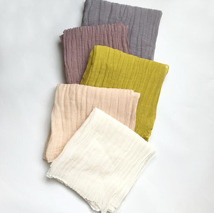 60x230cm New Arrival Soft Solid Color Women 100% Linen Scarf Summer Travel Sunscreen Long Shawl Elegant Hijab Women Foulard